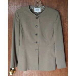 Le Suit Petite size 4P 2-piece khaki skirt suit 5-button blazer